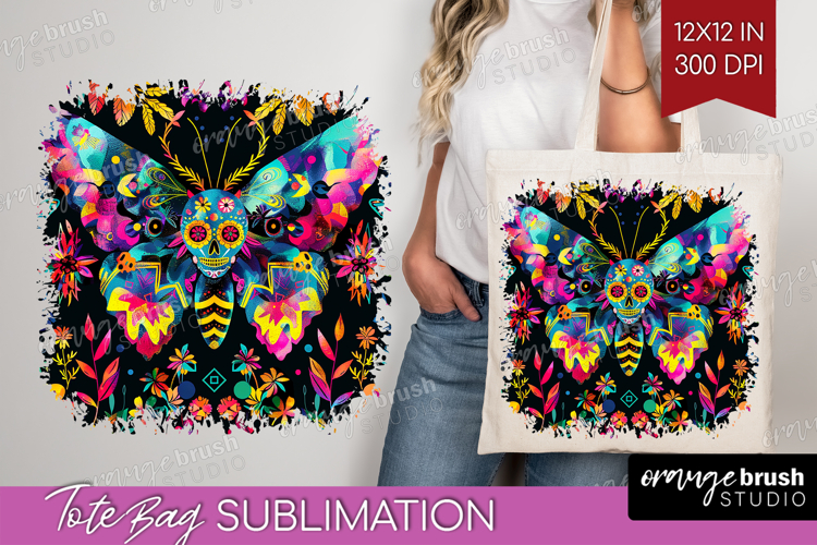 Neon Halloween Tote Bag - Spooky Tote Bag PNG Sublimation