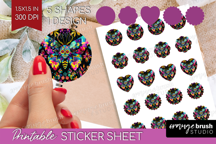 Neon Halloween Round Sticker - Spooky Printable Sticker
