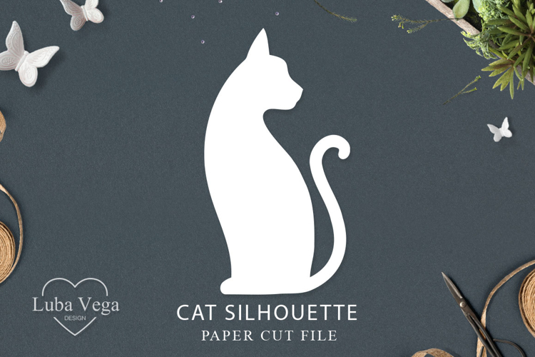 Paper cut cat SVG / Cat Laser cut silhouette svg