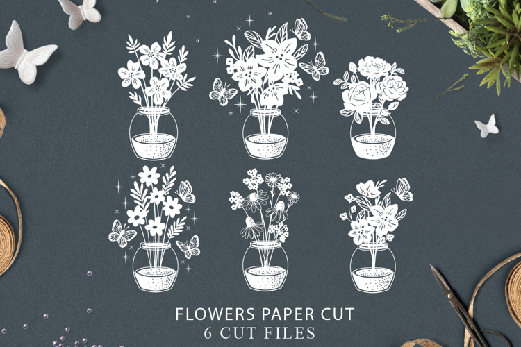 Bundle paper cut flowers / Bundle Flowers SVG File