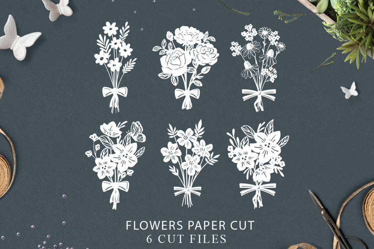 Bundle paper cut flowers / Bundle Flowers SVG File