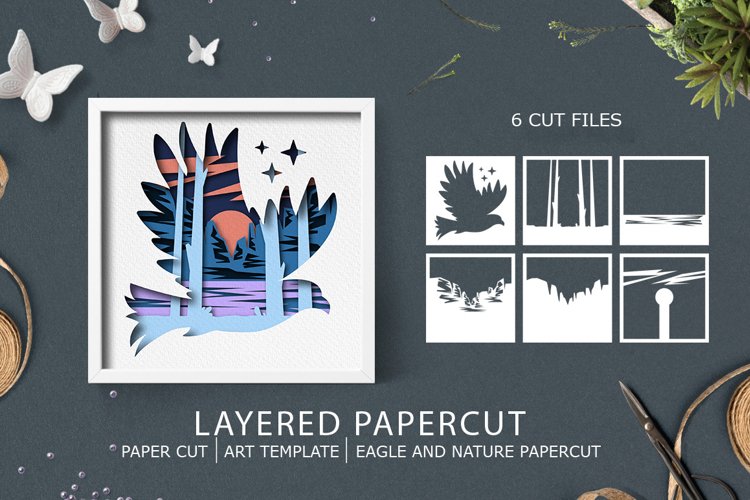 Eagle and nature layered paper cut| Eagle layered papercut