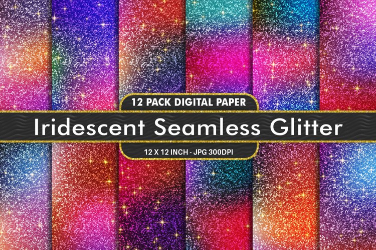 12 Set Digital Paper Glitter iridescent texture background