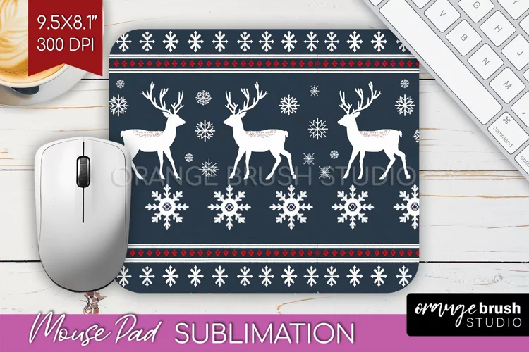 Nordic Christmas Mouse Pad Sublimation - Winter Mousepad PNG