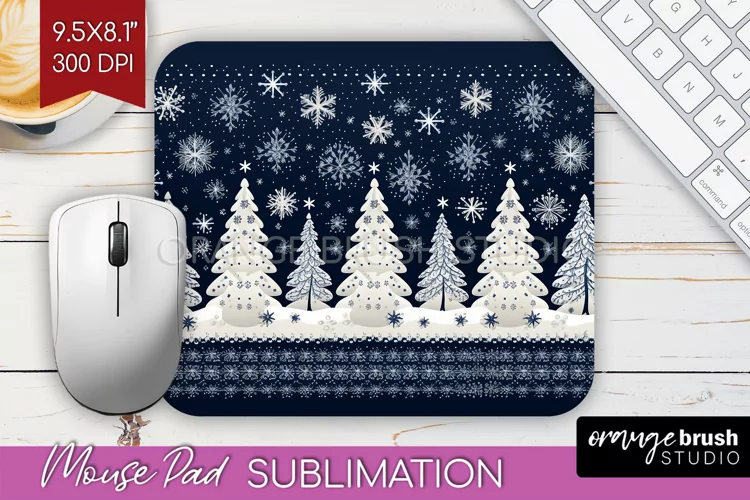 Nordic Christmas Mouse Pad Sublimation - Winter Mousepad PNG