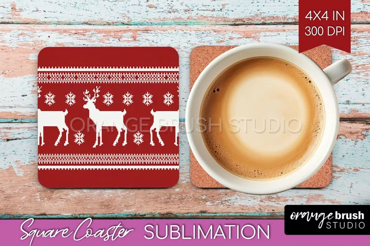 Nordic Christmas Square Coaster - Winter Coaster Sublimation