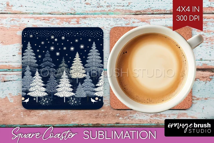 Nordic Christmas Square Coaster - Winter Coaster Sublimation