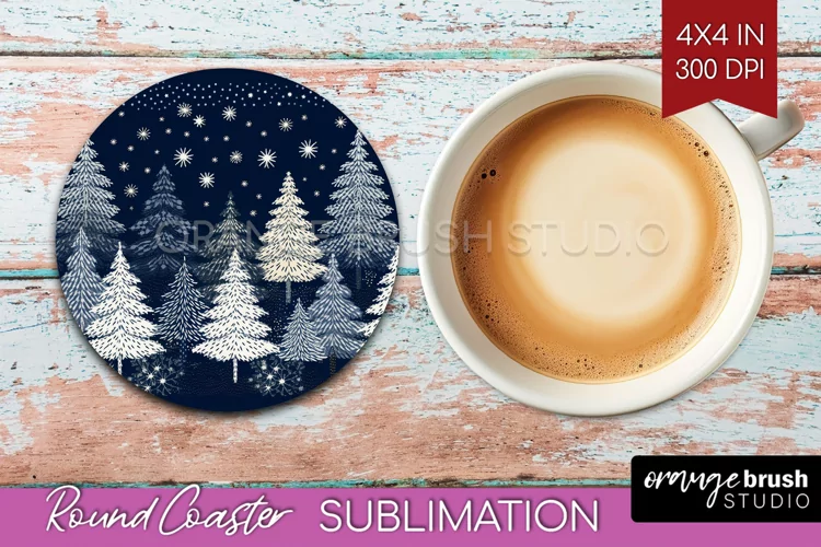 Nordic Christmas Round Coaster - Winter Coaster Sublimation