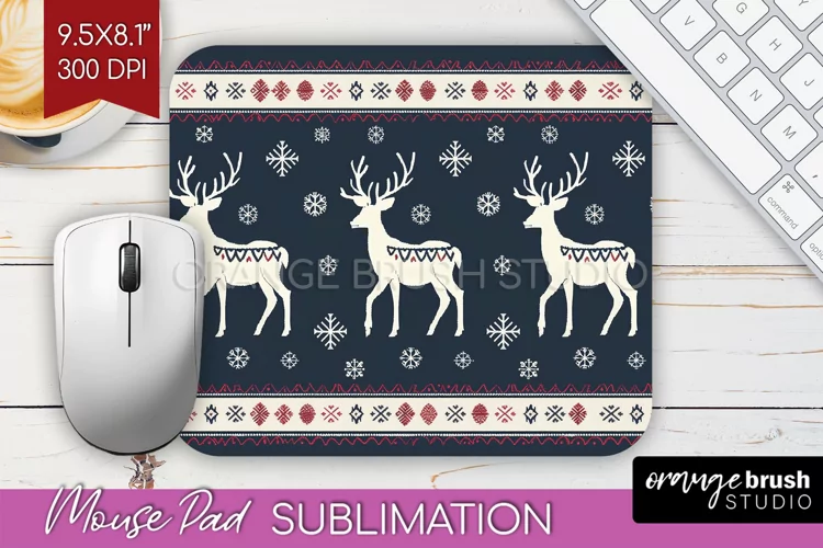 Nordic Christmas Mouse Pad Sublimation - Winter Mousepad PNG