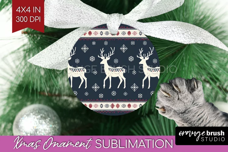 Nordic Christmas Ornament PNG - Winter Pattern Sublimation