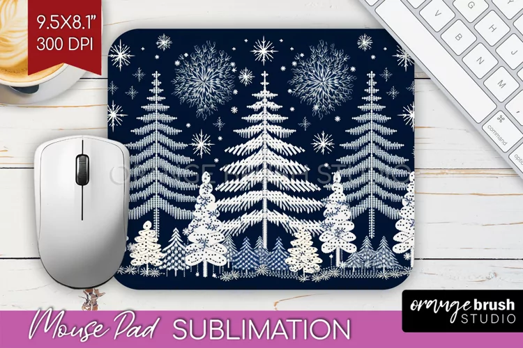 Nordic Christmas Mouse Pad Sublimation - Winter Mousepad PNG
