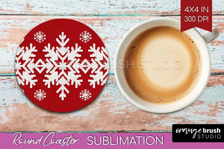 Nordic Christmas Round Coaster - Winter Coaster Sublimation