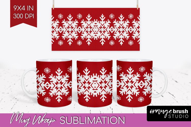 Nordic Christmas Mug Wrap - Winter 15 oz Mug Sublimation example image 1