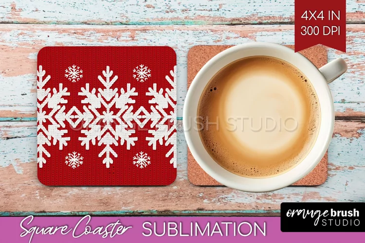 Nordic Christmas Square Coaster - Winter Coaster Sublimation