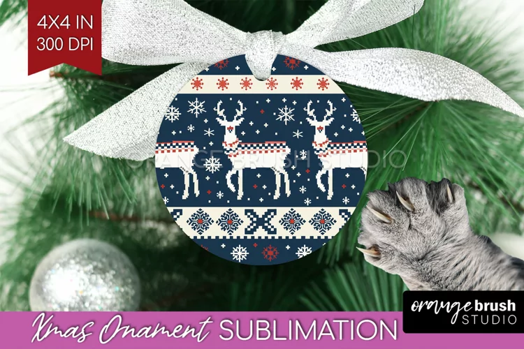 Nordic Christmas Ornament PNG - Winter Pattern Sublimation