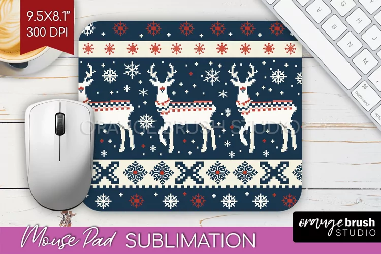Nordic Christmas Mouse Pad Sublimation - Winter Mousepad PNG