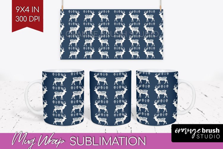 Nordic Christmas Mug Wrap - Winter 15 oz Mug Sublimation example image 1