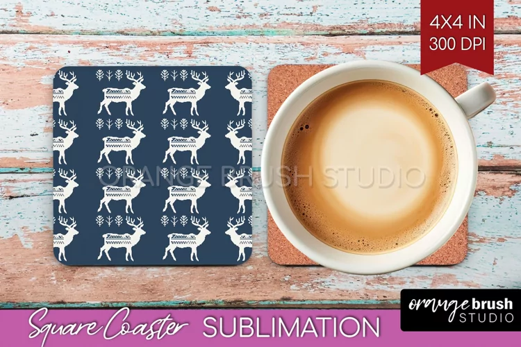 Nordic Christmas Square Coaster - Winter Coaster Sublimation