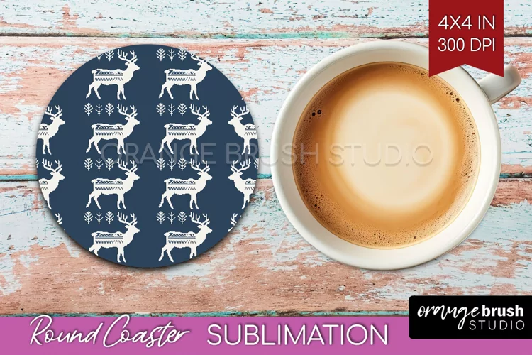 Nordic Christmas Round Coaster - Winter Coaster Sublimation