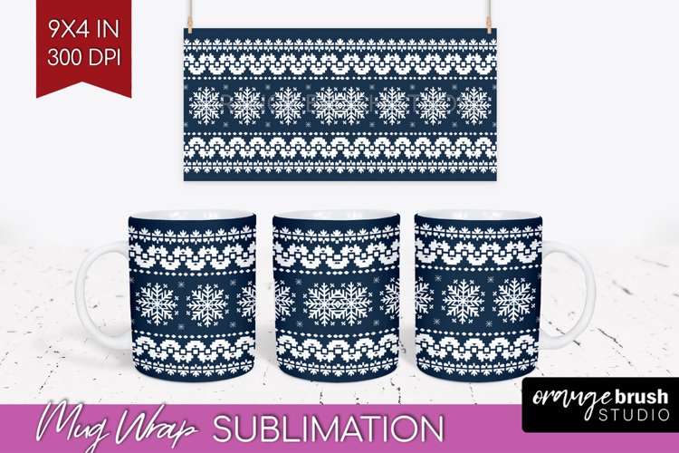 Nordic Christmas Mug Wrap - Winter 15 oz Mug Sublimation