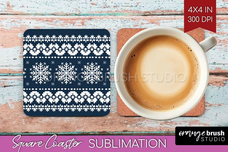 Nordic Christmas Square Coaster - Winter Coaster Sublimation