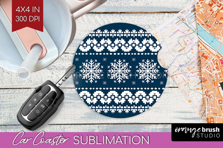 Nordic Christmas Car Coaster - Winter Coaster Sublimatoin