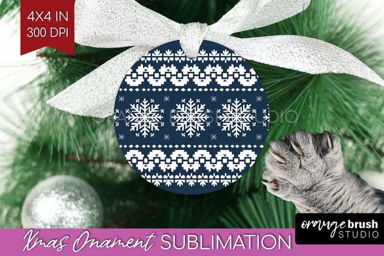 Nordic Christmas Ornament PNG - Winter Pattern Sublimation