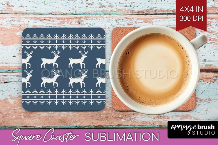 Nordic Christmas Square Coaster - Winter Coaster Sublimation