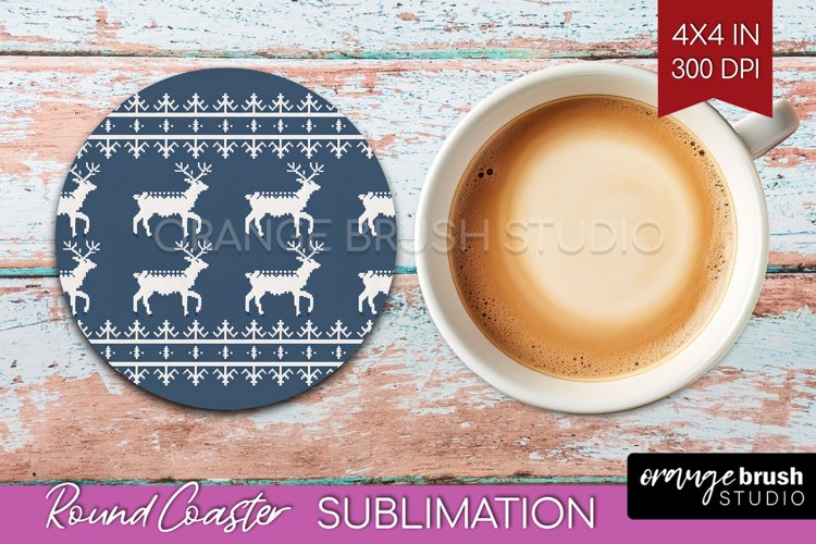 Nordic Christmas Round Coaster - Winter Coaster Sublimation example image 1