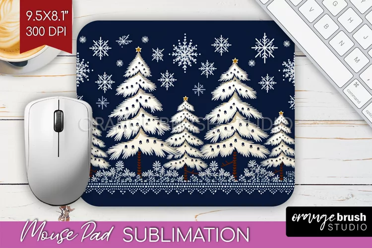 Nordic Christmas Mouse Pad Sublimation - Winter Mousepad PNG