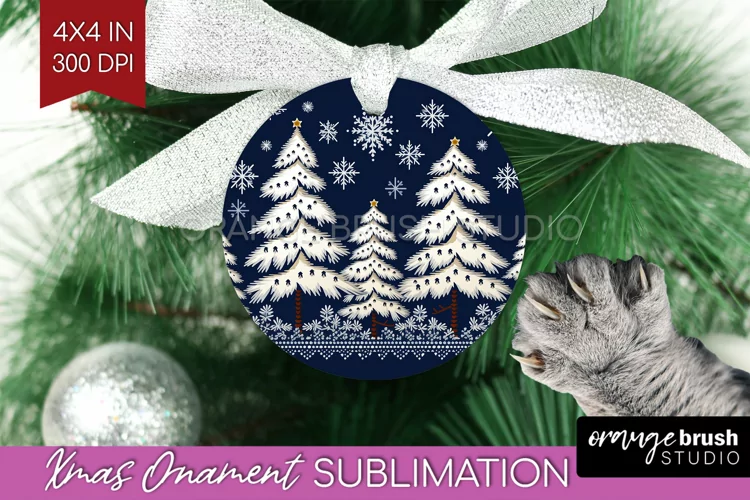 Nordic Christmas Ornament PNG - Winter Pattern Sublimation