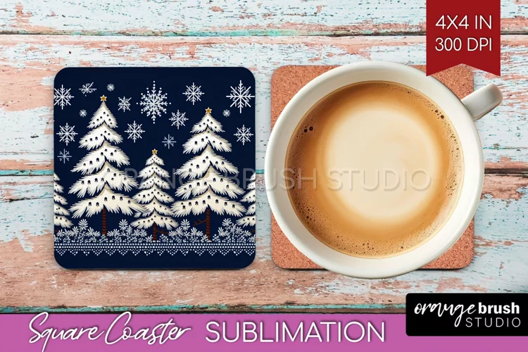 Nordic Christmas Square Coaster - Winter Coaster Sublimation