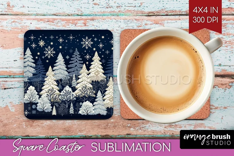 Nordic Christmas Square Coaster - Winter Coaster Sublimation