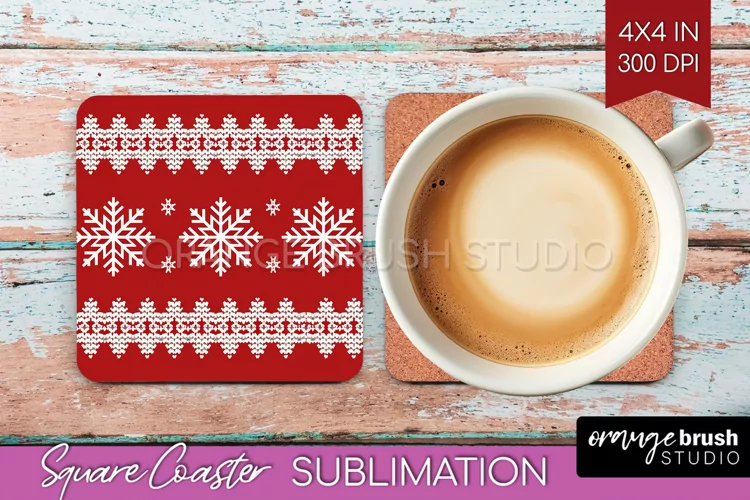 Nordic Christmas Square Coaster - Winter Coaster Sublimation