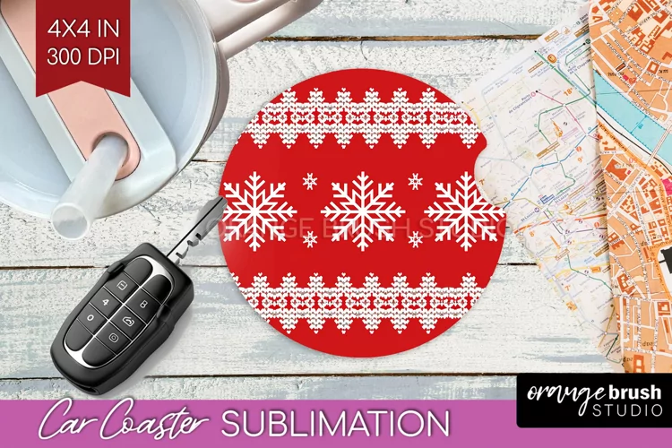 Nordic Christmas Car Coaster - Winter Coaster Sublimatoin