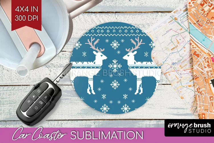 Nordic Christmas Car Coaster - Winter Coaster Sublimatoin
