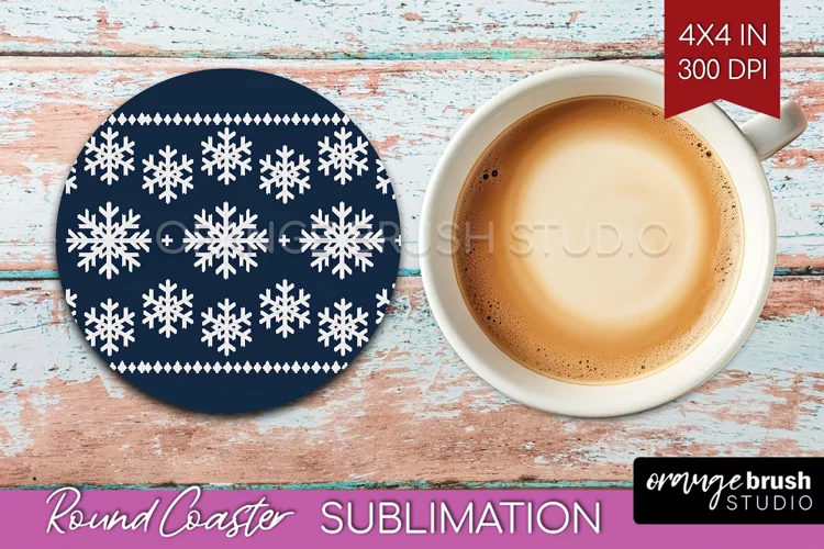 Nordic Christmas Round Coaster - Winter Coaster Sublimation