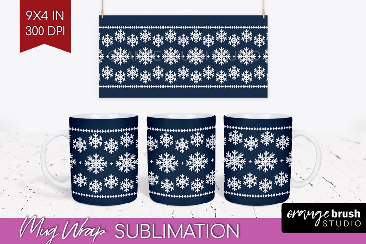 Nordic Christmas Mug Wrap - Winter 15 oz Mug Sublimation