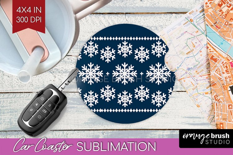Nordic Christmas Car Coaster - Winter Coaster Sublimatoin
