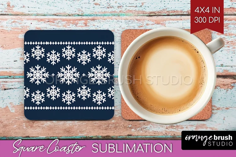 Nordic Christmas Square Coaster - Winter Coaster Sublimation