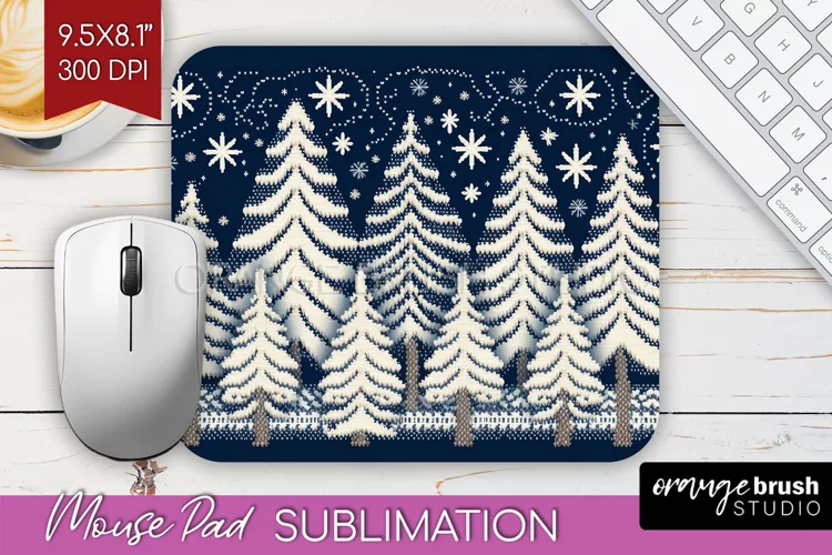 Nordic Christmas Mouse Pad Sublimation - Winter Mousepad PNG