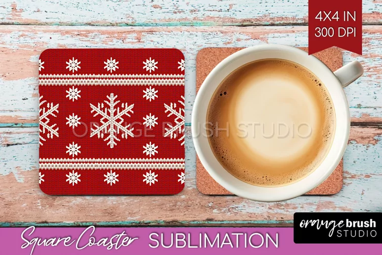 Nordic Christmas Square Coaster - Winter Coaster Sublimation