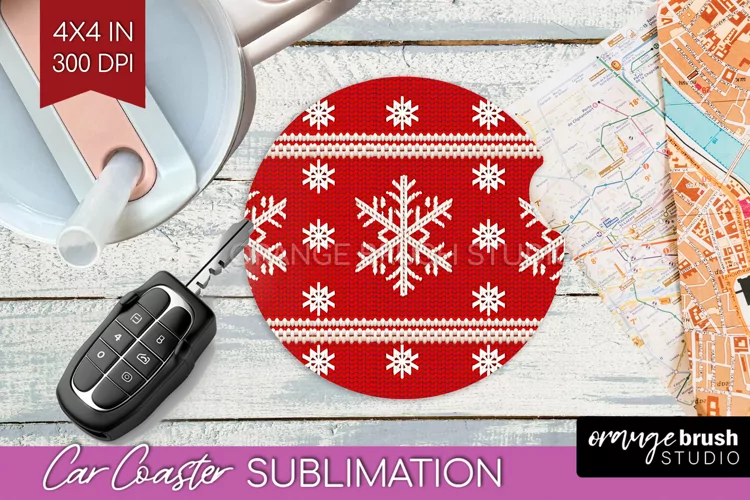 Nordic Christmas Car Coaster - Winter Coaster Sublimatoin