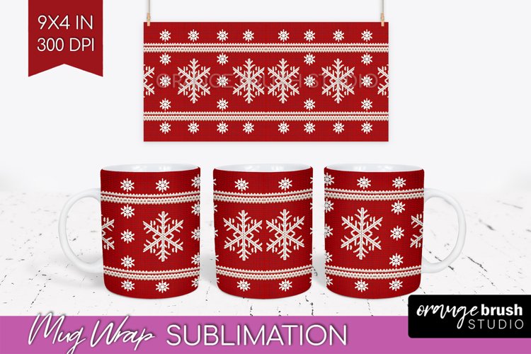 Nordic Christmas Mug Wrap - Winter 15 oz Mug Sublimation