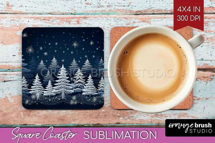 Nordic Christmas Square Coaster - Winter Coaster Sublimation
