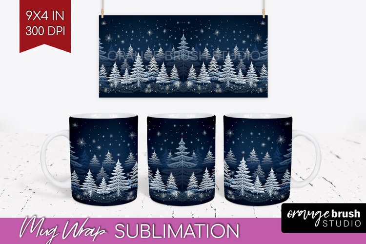 Nordic Christmas Mug Wrap - Winter 15 oz Mug Sublimation