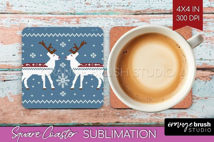Nordic Christmas Square Coaster - Winter Coaster Sublimation