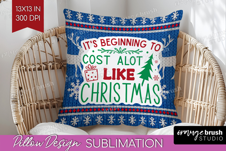 Funny Christmas Quote Pillow Sublimation - Knitted Xmas PNG