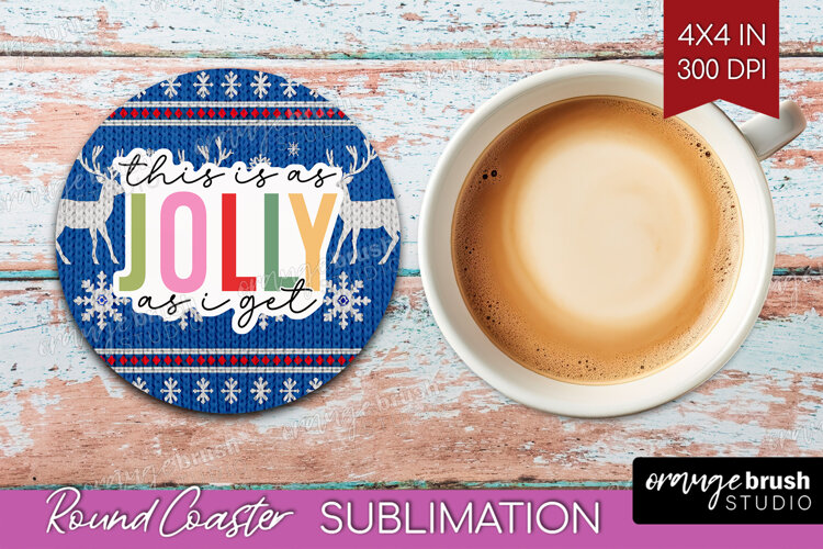 Funny Christmas Quote Round Coaster - Knitted Xmas Coaster example image 1