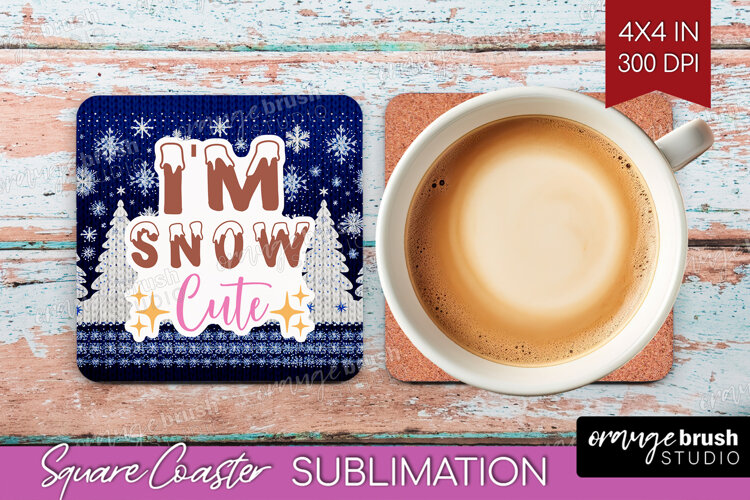 Funny Christmas Quote Square Coaster - Knitted Xmas Coaster example image 1